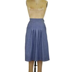 Railcar Fine Goods Chambray Indigo Skirt, Size Medium